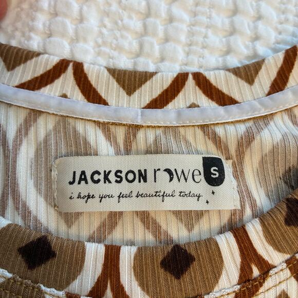 NWOT Jackson Rowe Set Jasmine Wide Leg Pant and Top Evil Eye Tan Resort Festival - Picture 8 of 16